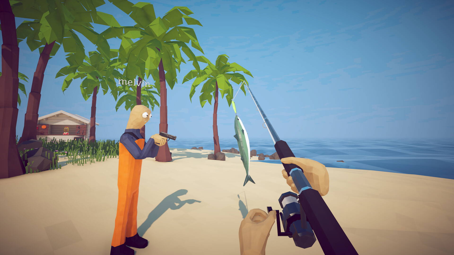 Beach Island - fishing scene with NPC on tropical beach