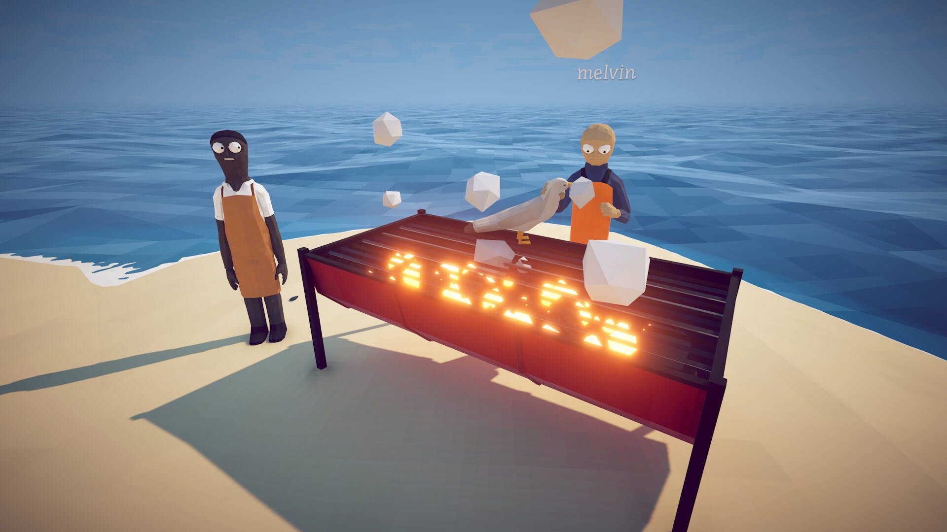 Economy - cooking and grilling fish on the beach